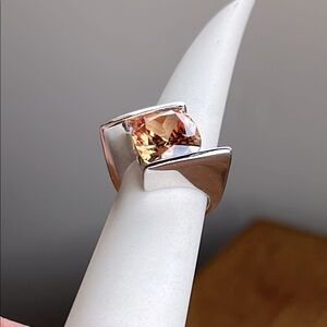 Orange Topaz Silver Ring